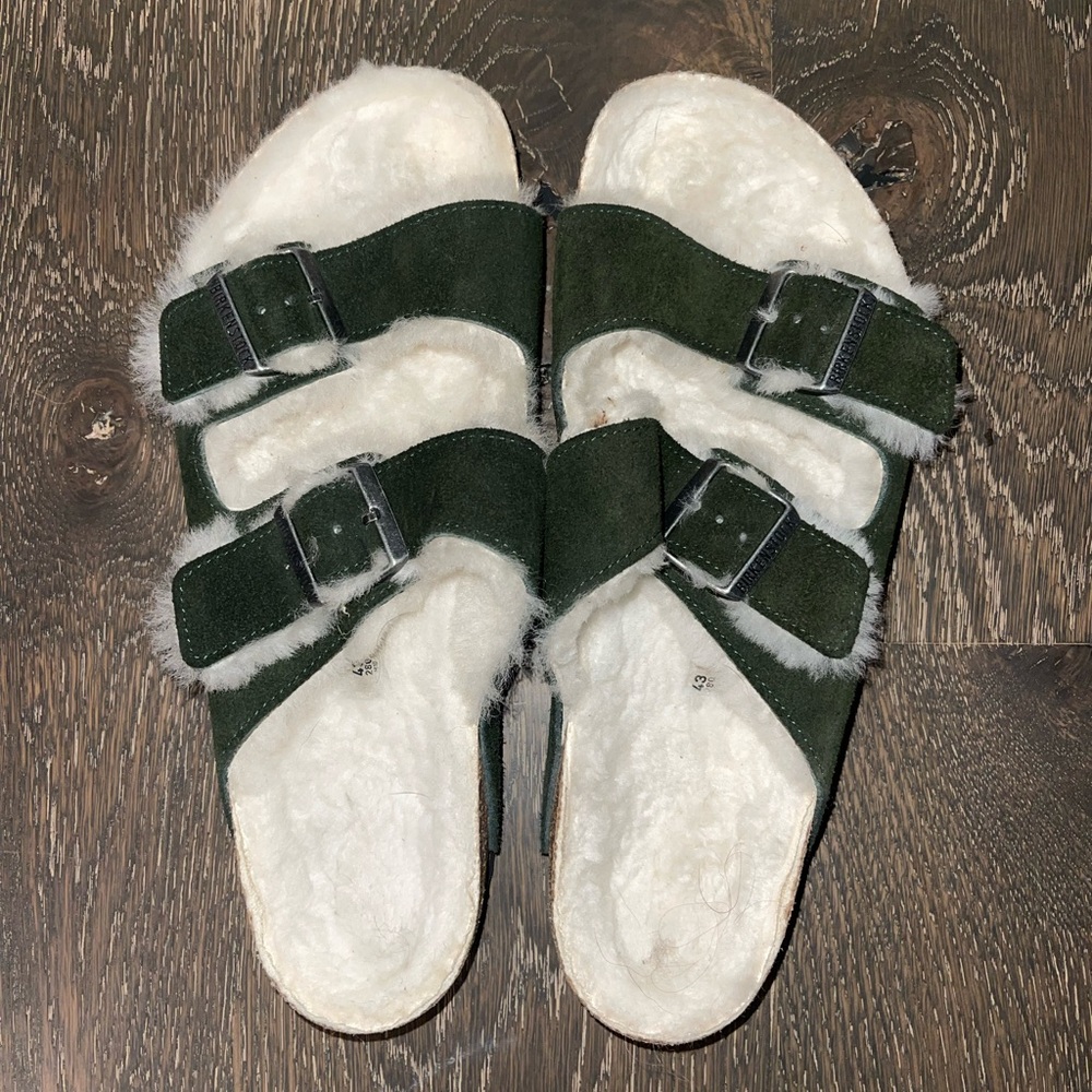 Birkenstock Arizona Shearling Suede Leather Green